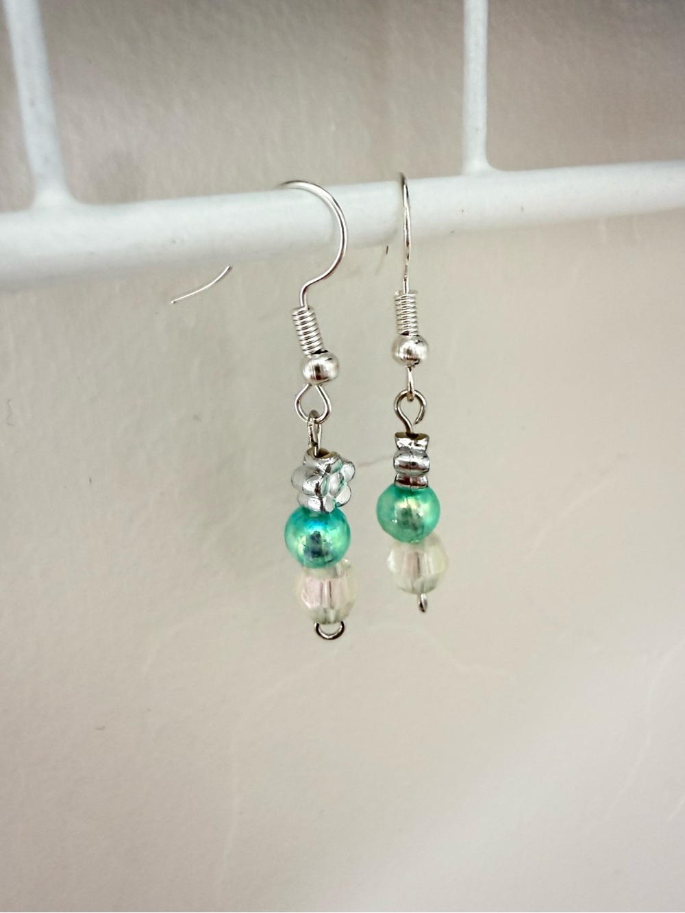 Handcrafted Cute Dainty Whimsical Blue Pearl Beads Drop Dangle Earrings